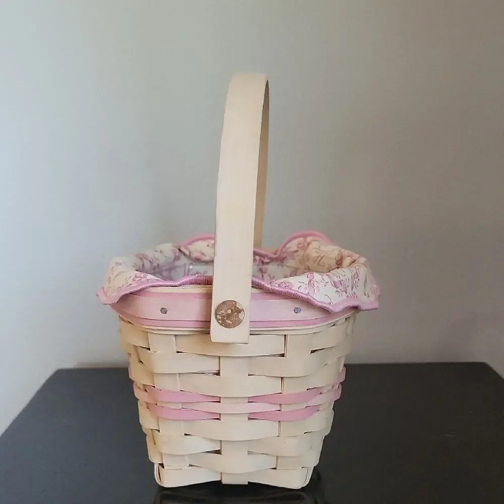 Longaberger Hope Basket Handwoven Basket with Pink Trim Vimtage 2001